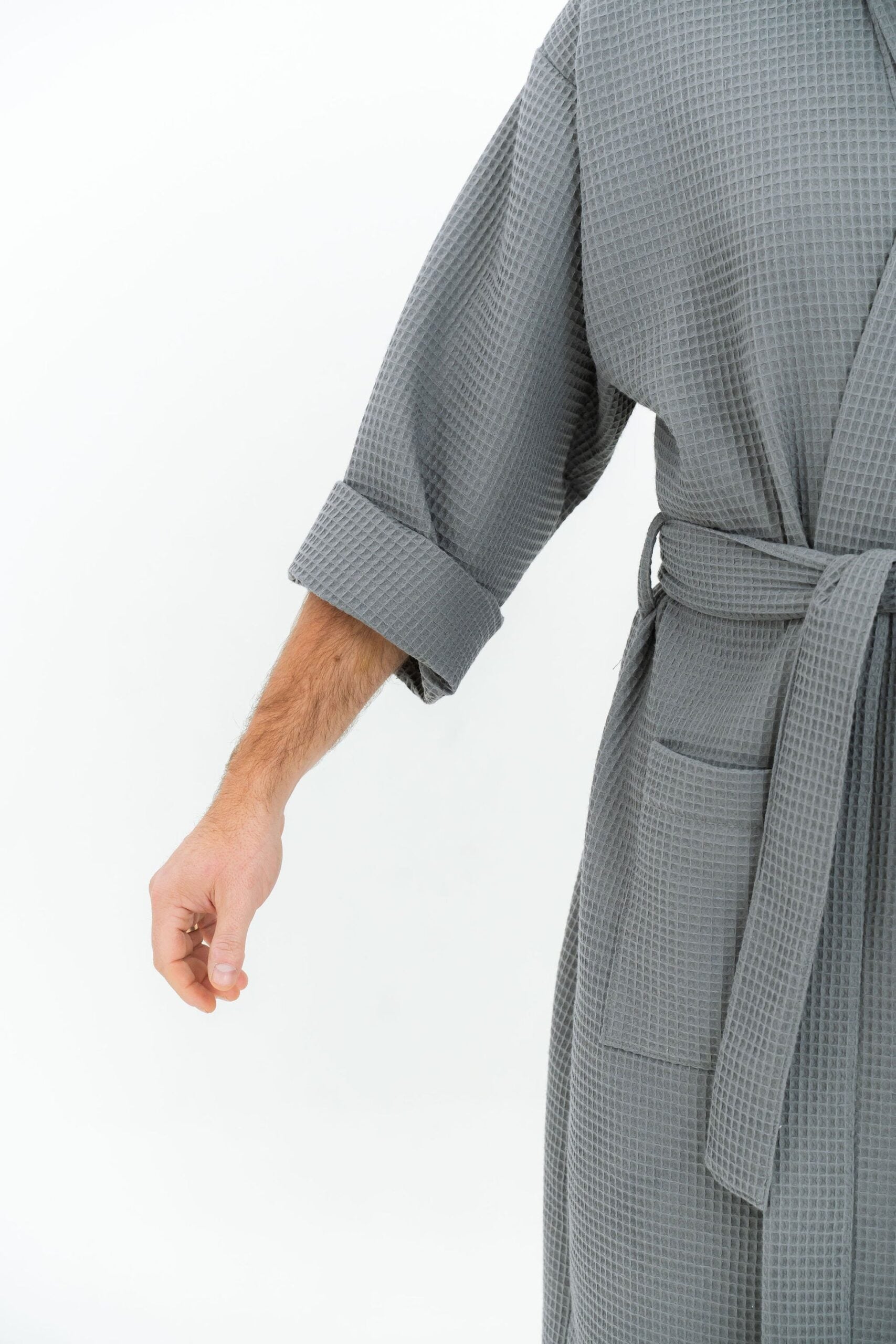 Long Waffle Fabric Robe for Men