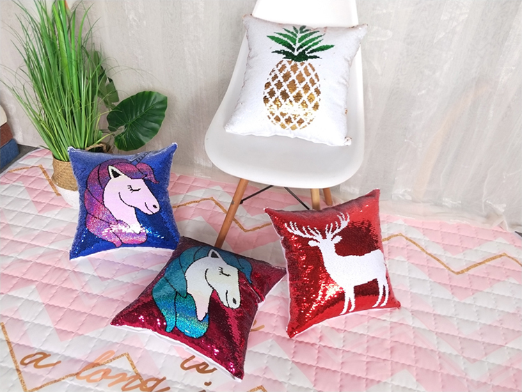 Sequined Unicorn Patterned Pillows