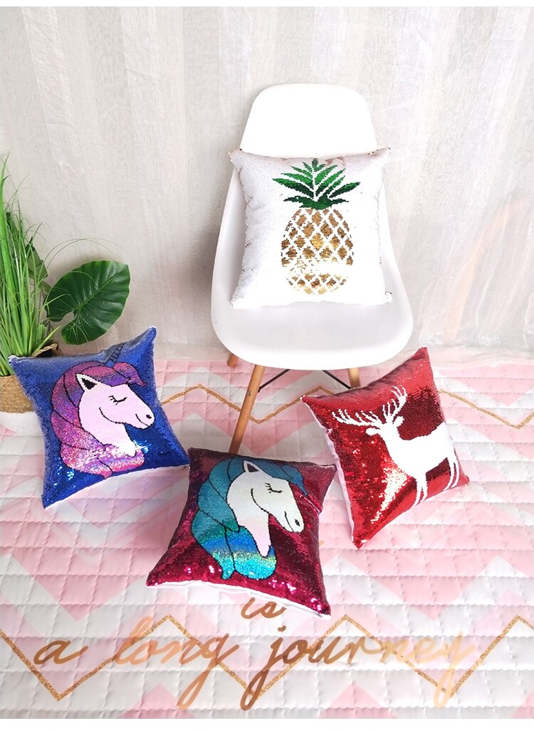 Sequined Unicorn Patterned Pillows