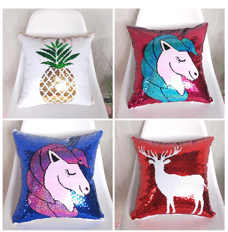 Sequined Unicorn Patterned Pillows