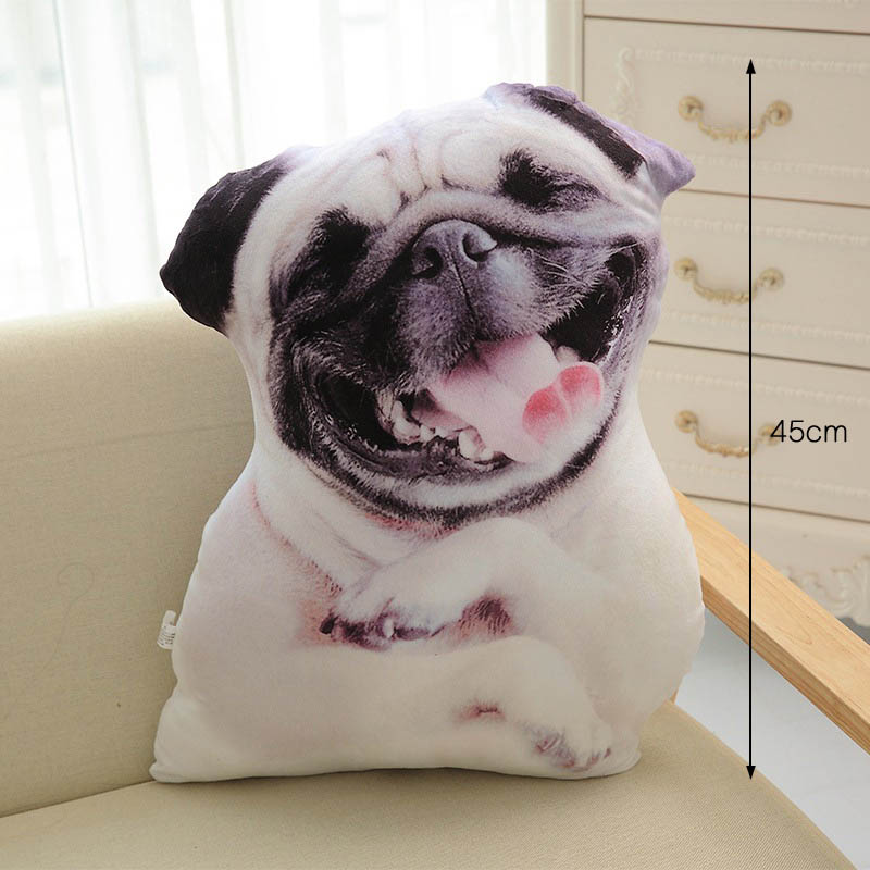 3D Dog Shaped Short Plush Pillows
